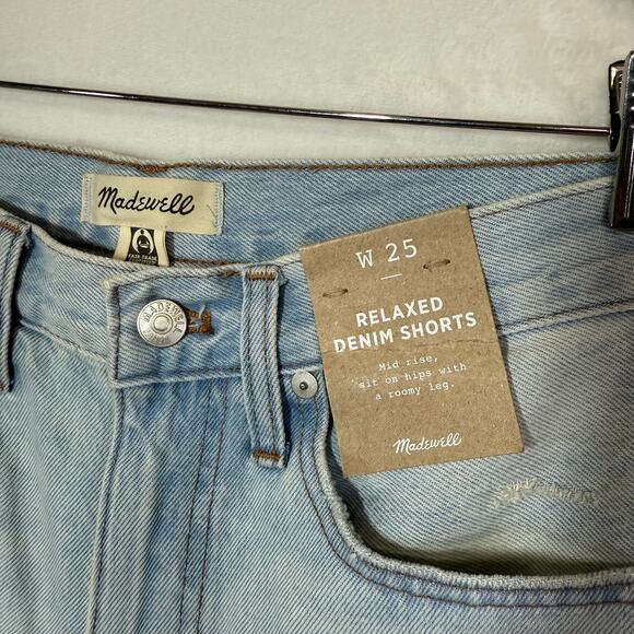 NWT Madewell 25 XS Relaxed Denim Shorts Essen Wash Distressed Retro Summer Cute - Picture 7 of 11